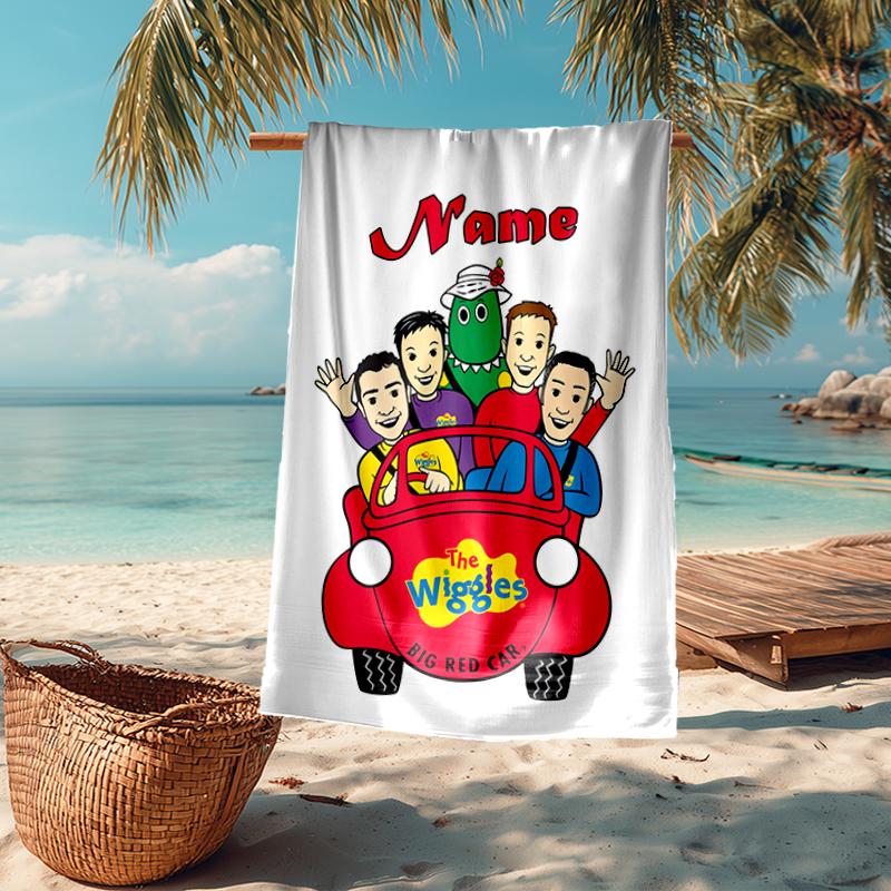 Custom Name Ultra-Soft Beach Towel with The Wiggles Theme,Ideal for Pool - Camping, Diving - Perfect Travel Essential, Vibrant Beach Towel.