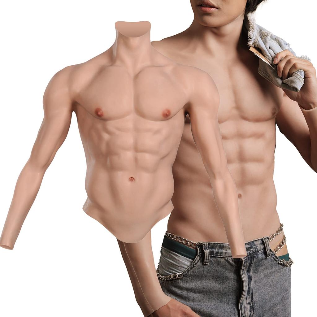 Fake Chest Muscles Muscle Suit Silicone Chest Muscles with Arms Demon Kimetsu no Yaiba Cosplay Fake Triceps Silicone Suit S Zipper [EQAIWUJIE] Slayer