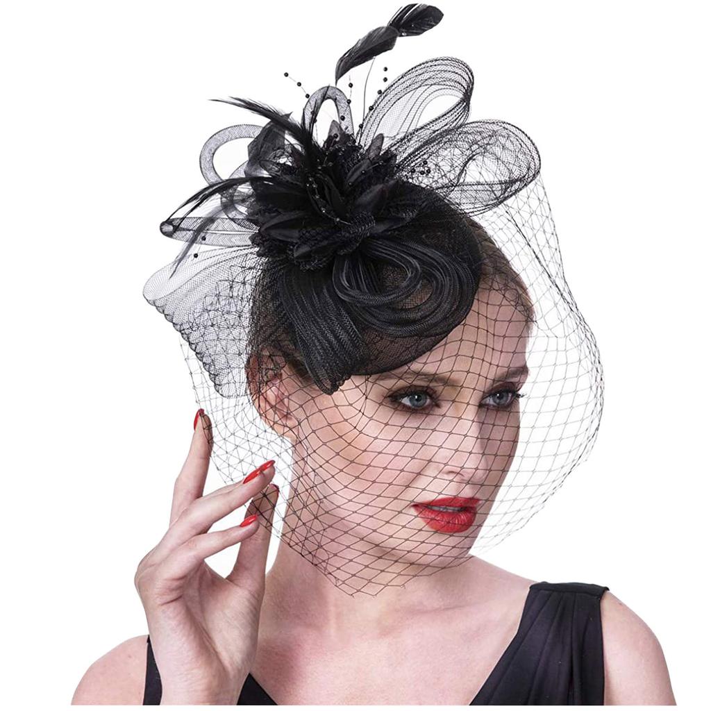 Kobiety Dziewczęta Mesh Fascinators Kapelusz Koktajlowa opaska z pałąkiem na głowę Kapelusz ślubny