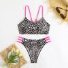 Women's Strappy Leopard Print Padded Bikini Set for Swimming and Beachwear