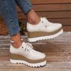 Women's Shoes Slip-on Ladies Vulcanized Shoes Lace-up Moccasins Patent Leather Wedge Heels Non-slip Sneakers for Women