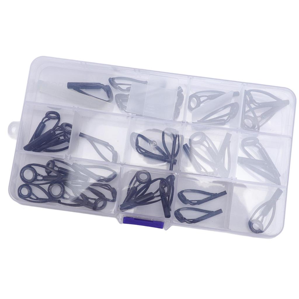 36pcs Fishing Rod Tip Repair Kit Ceramic Rings Stainless Steel Guide Eye Guide Tips Fishing Gear Acc