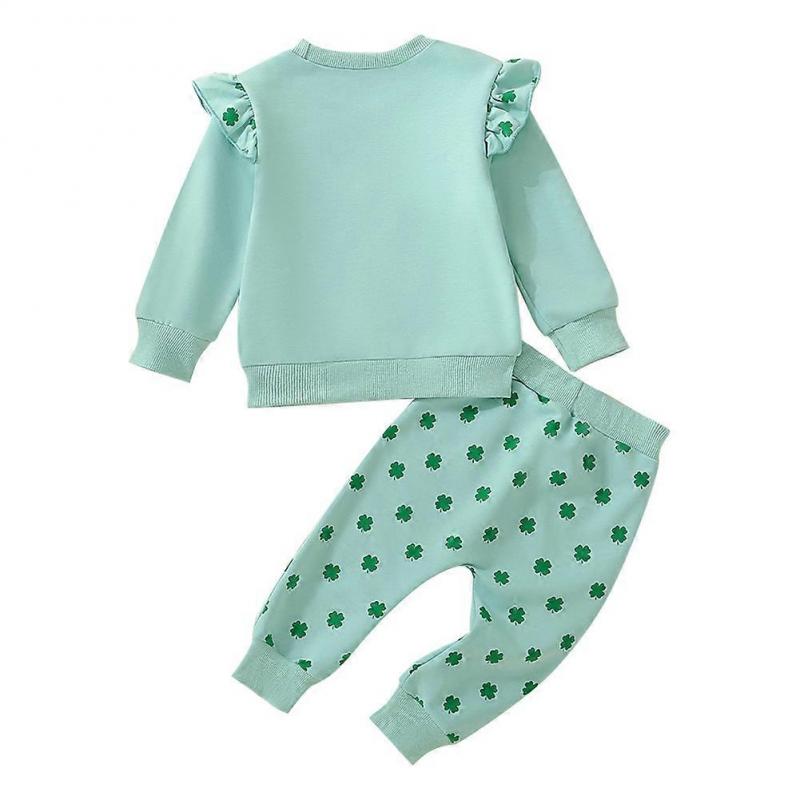 2-piece Baby Girl Clothes Newborn Outfits Cute Long Sleeve Ruffle Tops Print Pants Sets Infant Toddler Pajamas Set for Girls
