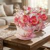 Papierblumen Teetasse Grußkarte Überraschungsgeschenke 3D Pop-Up Blumenstraußkarte Muttertag