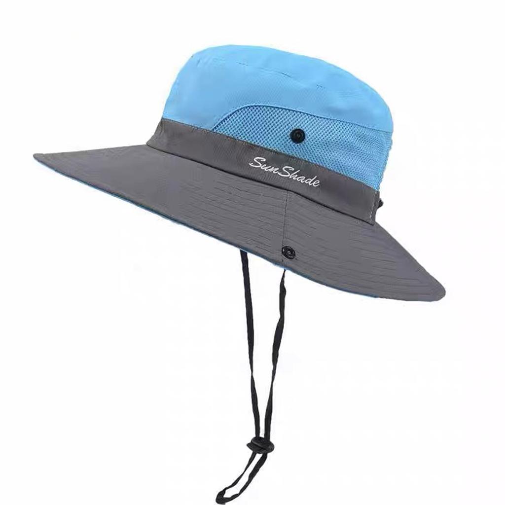 Wide-Brimmed Hiking Hat for Men, Summer Outdoor Western Cowboy Style, Sun Protection, Breathable, Quick-Dry Fishing Bucket Hat for Women