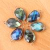1Pc, Natural Crystal Agate Faceted Irregular Link Connector 23*18mm Zinc Alloy Wrapped Double Ring Stone Charm For Handmade Jewelry Craft Supplies