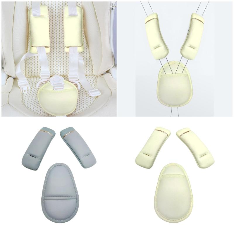 Premium PU Baby Strollers Accessories 3PCS Comfortable Shoulder Pads And Safety Covers For Infant Car Seats Travel Protection