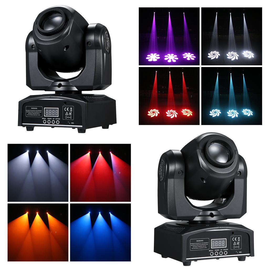 DMX-512 Mini Moving H-ead Light 8 Colors Changing LEDs Stage Light with Shapes Automatic
