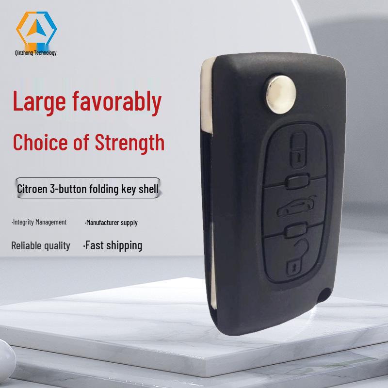 

3-Button Folding Key Shell with Trunk Slot for Peugeot Citroen