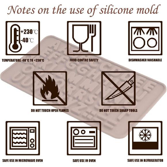 Silicone Letter Number Molds,Reble Chocolate Molds with Happy Birthday Cake Decorating Symbols(Brown 2pcs)