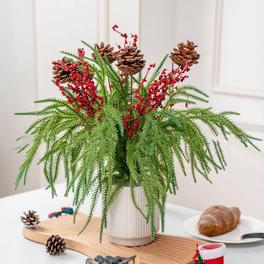 Plastic Artificial Norfolk Pine Branches DIY Wreath Christmas Pine Stem Christmas