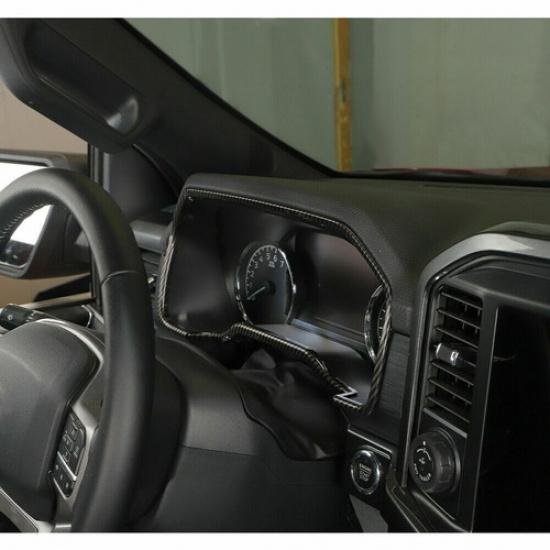 Interior Dashboard Meter Panel Frame Cover Trim for Ford F150 + Carbon Fiber