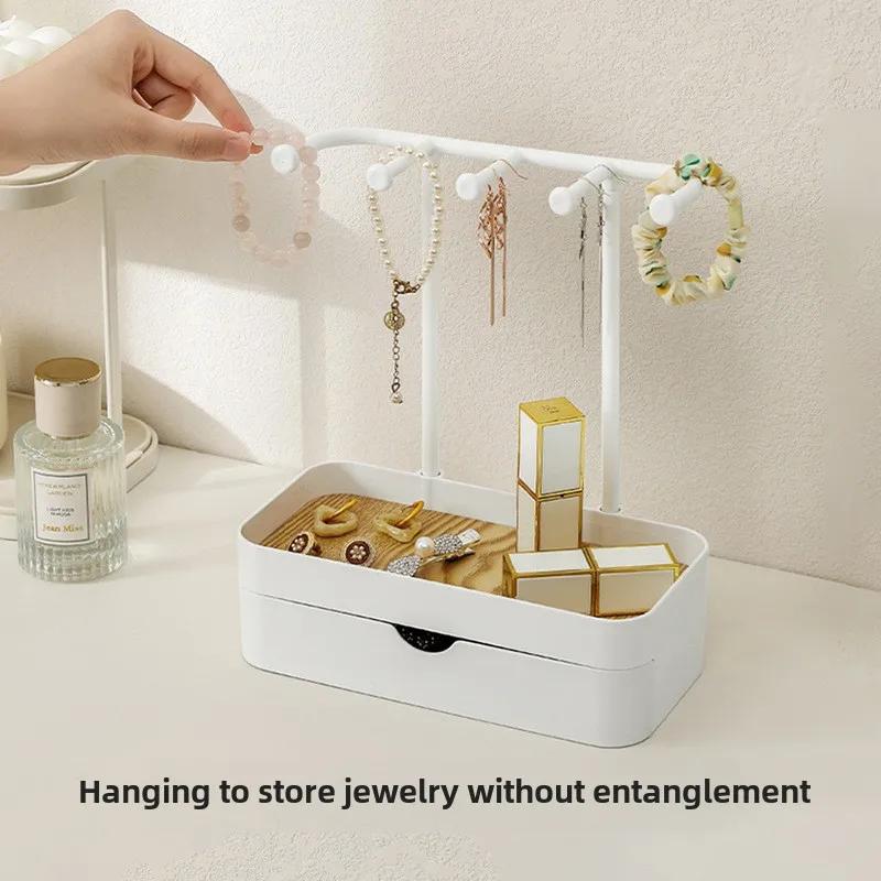 Jewelry Organizer Display Stand Rack With Wooden Tray For Earrings Bracelet Necklaces Rings Storage Hanging Organizer Holder