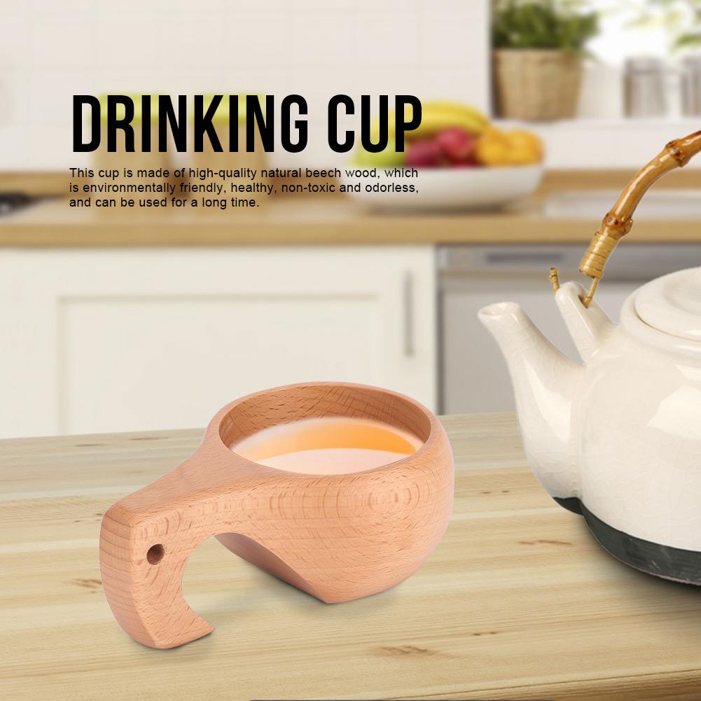 Handgefertigte Buchenholzbecher Kuksa Kaffee Tee Tasse Elefant Wasser Trinkbecher