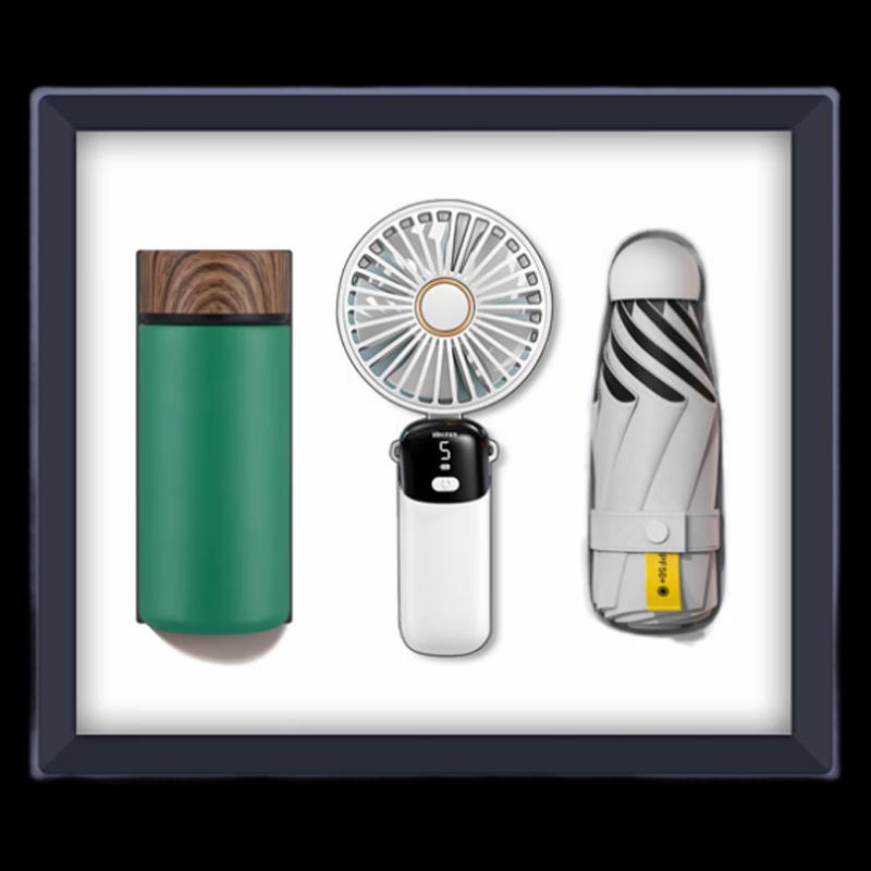 3-in-1 Gift Set: Smart Thermos, Handheld Fan & Umbrella