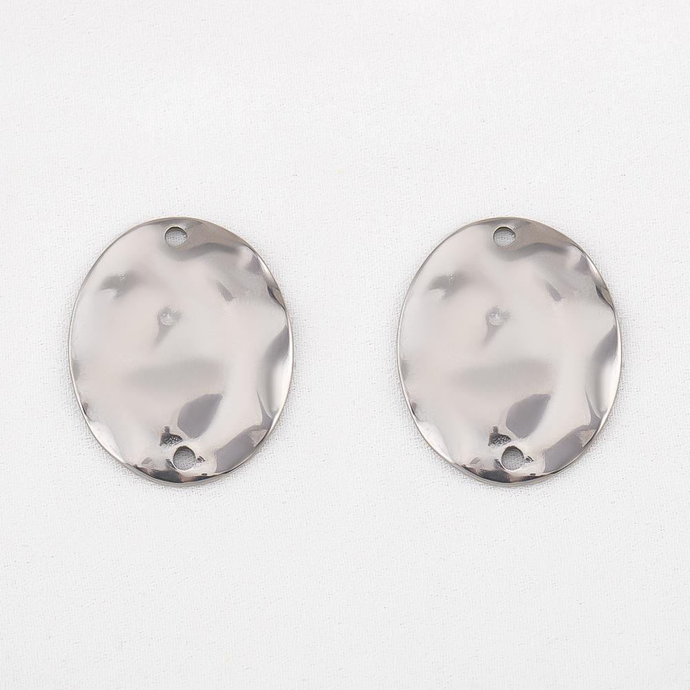 10pcs Stainless Steel 18K Plated Oval Star Heart Charms Double Hole Pendants for DIY Necklace Bracelet Jewelry Making Supplies