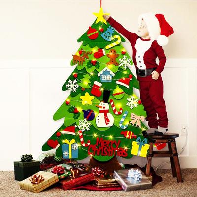 Christmas Tree DIY Soft Christmas Tree with Ornaments and String Light Christma Decorations Santa Claus Xmas Tree