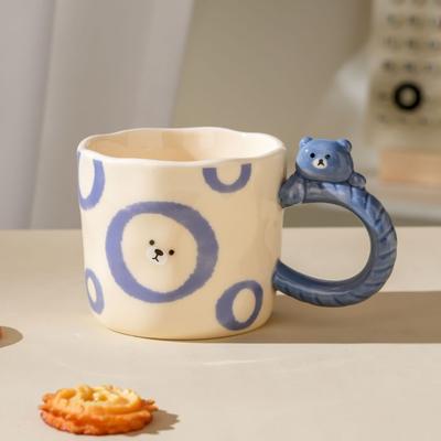 Creative Hand Drawn Bear Cartoon Ceramic Mug Home Office Men and Women Cute Coffee Cup Gift Water Cup