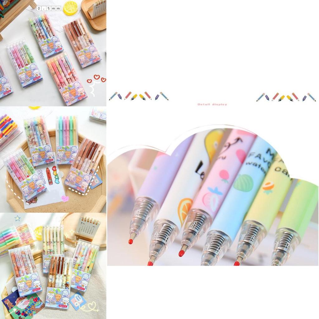 Charming 0.5mm 6pcs Ins Press Gel Pen Set Perfect For Back To School Supplies