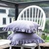 Ins Wind Ruffle Cushion Cover Solid Color Pillowcases Cotton Sofa Car Home Decorative Pillow Cover Princess Girl Room Decoration