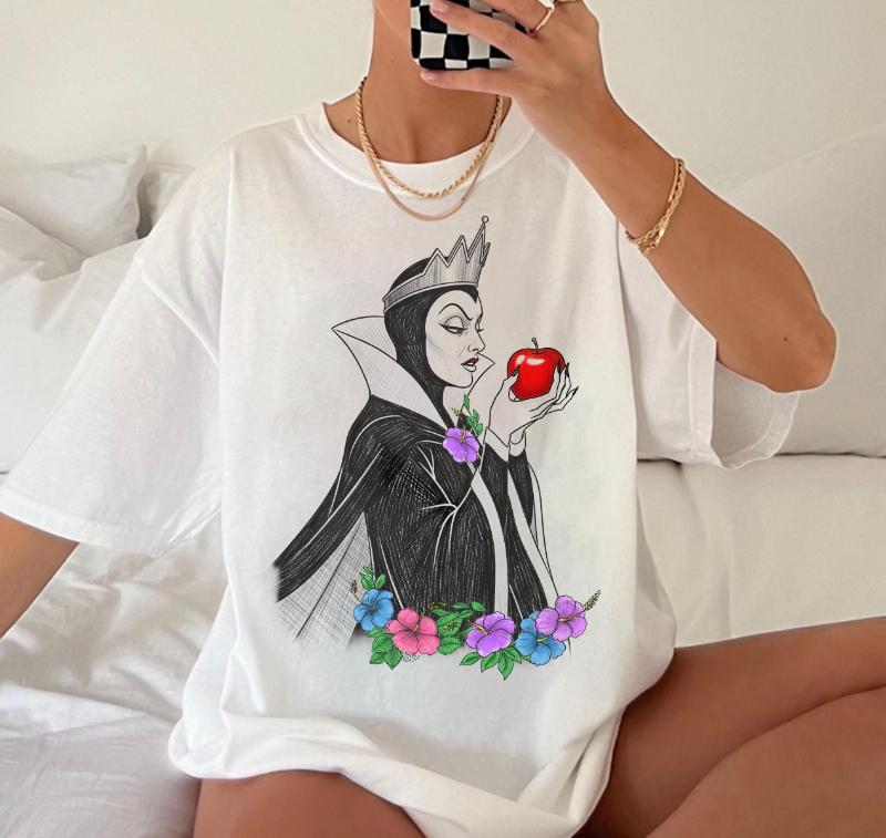 2026 Summer Disney Snow White Evil Queen Graphic Tshirt Men Women Cotton Quality Casual Loose Short Sleeve Classic Unisex S