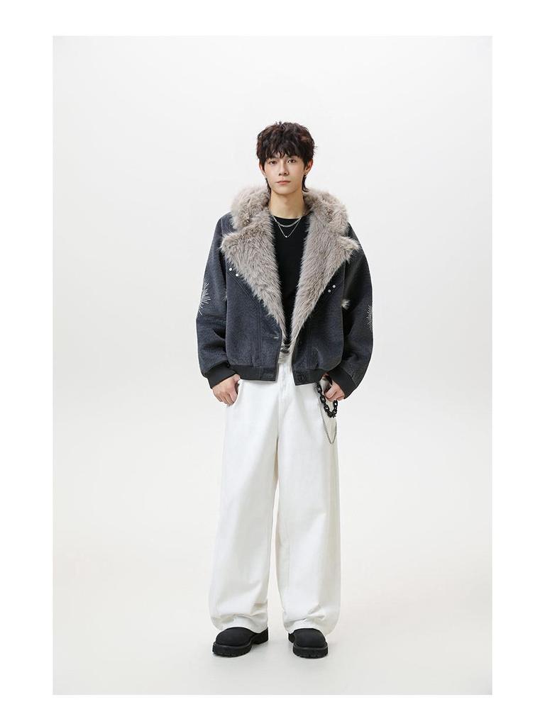 Men's Trendy Mountain Eagle Winter PU Leather Cotton Jacket - Thick, Warm Outerwear for Couples