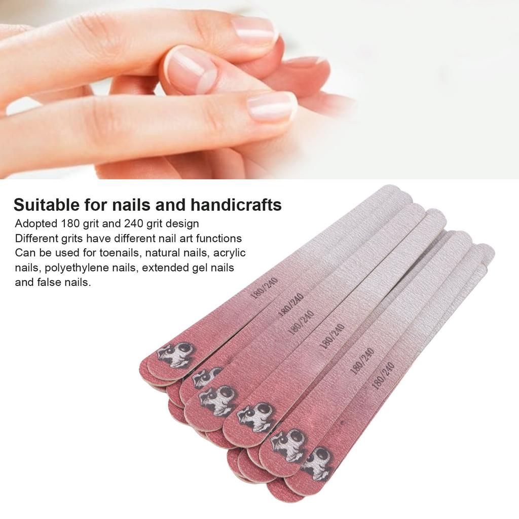 20pcs Nail Files Double Sided 180 / 240 Grit Washable Reusable Manicure Tools for Nail Salon Pink