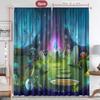 2PC Home Decoration Curtains With Cartoon Mushroom Scenes And Rod Pocket Curtains, Suitable for Kitchens, Cafes, Living Rooms