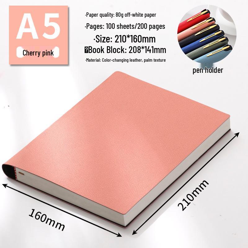 A5 Soft Leather Pen Holder Notebook - Custom Commemorative Gift for Business Office Stationery