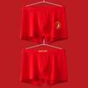 "New Autumn/Winter Men's Pure Cotton Boxer Briefs In Bright Red for Birth Year Boys - Ideal for Weddings and Teens"