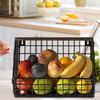 Fruit Vegetable Basket Snack Organizer Wall Mount Kitchen Basket Metal Storage Basket With Hook Countertop Storage Organizer