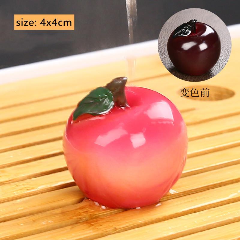 1pc Creative Tea Pet Ornaments Resin Color Changing Desk Decoration Fruit Model Sculpture Home Accessories Tea Table Crafts