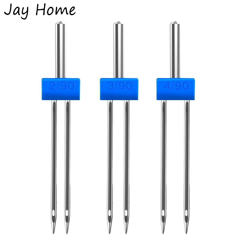 9/3PCS Sewing Machine Needles Double Twin Needles 2.0/90 3.0/90 4.0/90 Sewing Needles for Most Household Sewing Machine