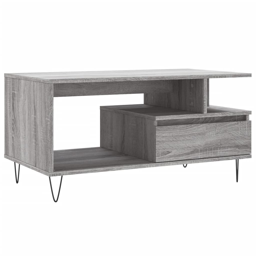 Vidaxl Coffee Table, Sonoma Grey Oak 90X49X45 Cm, Wood-Based