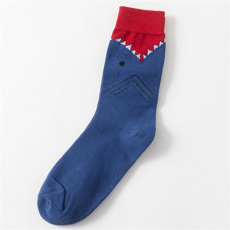 Combed Cotton Cartoon Animal Shark Dinosaur Monster Crocodile Zebra Giraffe Geometric Novelty Funny Unisex Couple Socks Dropship
