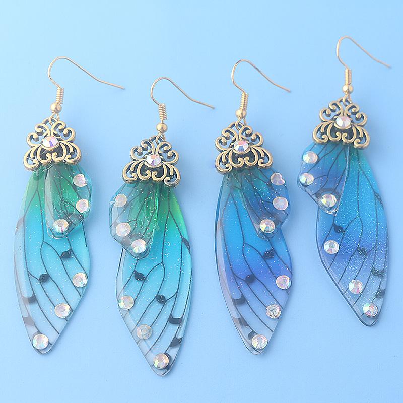 Colorful Butterfly Wing Earrings Unique Fairy Wing Drop Earrings Fashion Insect Jewelry For Women Girls Jewelry Gifts