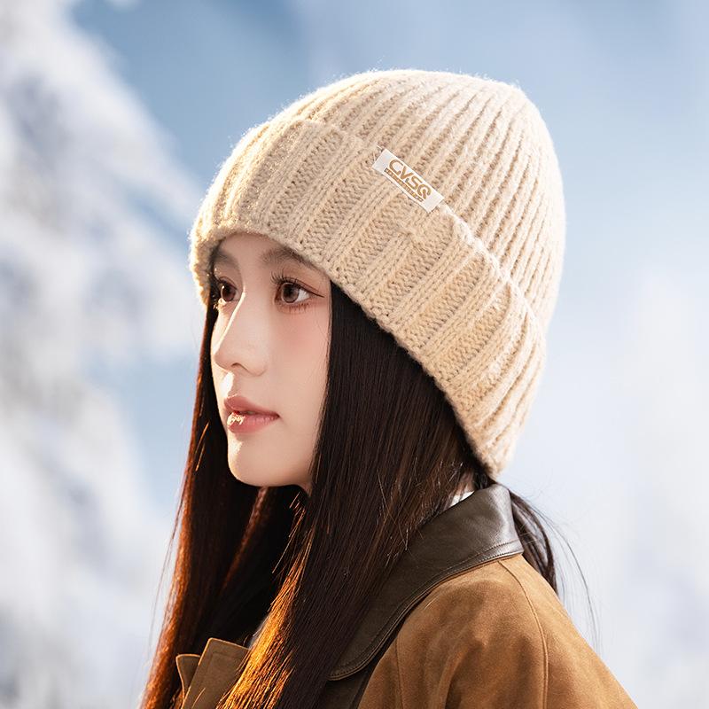 Wool Hat with Versatile Windproof and Velvet Ear Protection Hat for Women with Big Head Circumference Showing Face Small Cold Hat