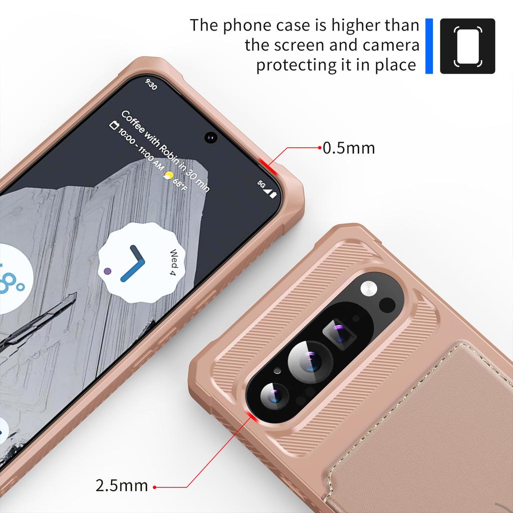 ZM03 For Google Pixel 9 Pro XL Case with Card Holder PU Leather+TPU Phone Back Cover