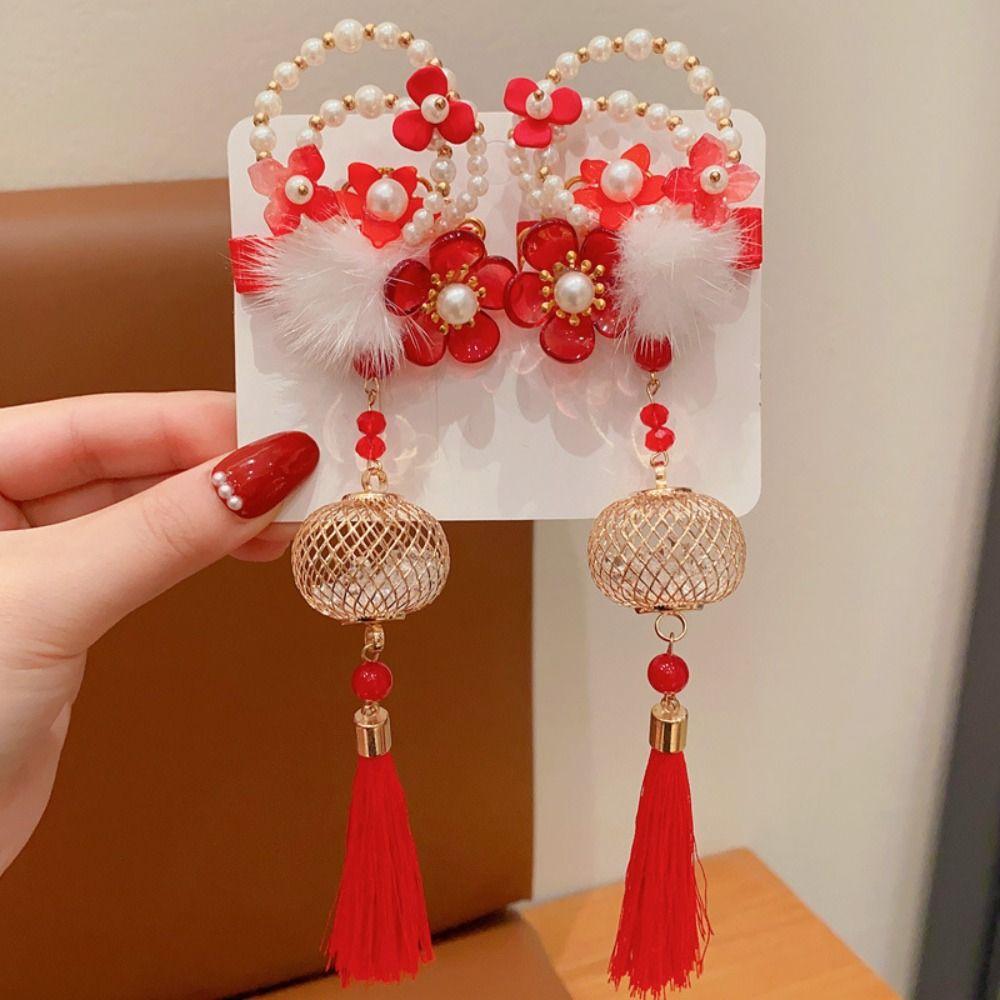 Flower Chinese New Year Headwear Bow Ancient Style Hairpin Simple Hanfu Hairpin  Children