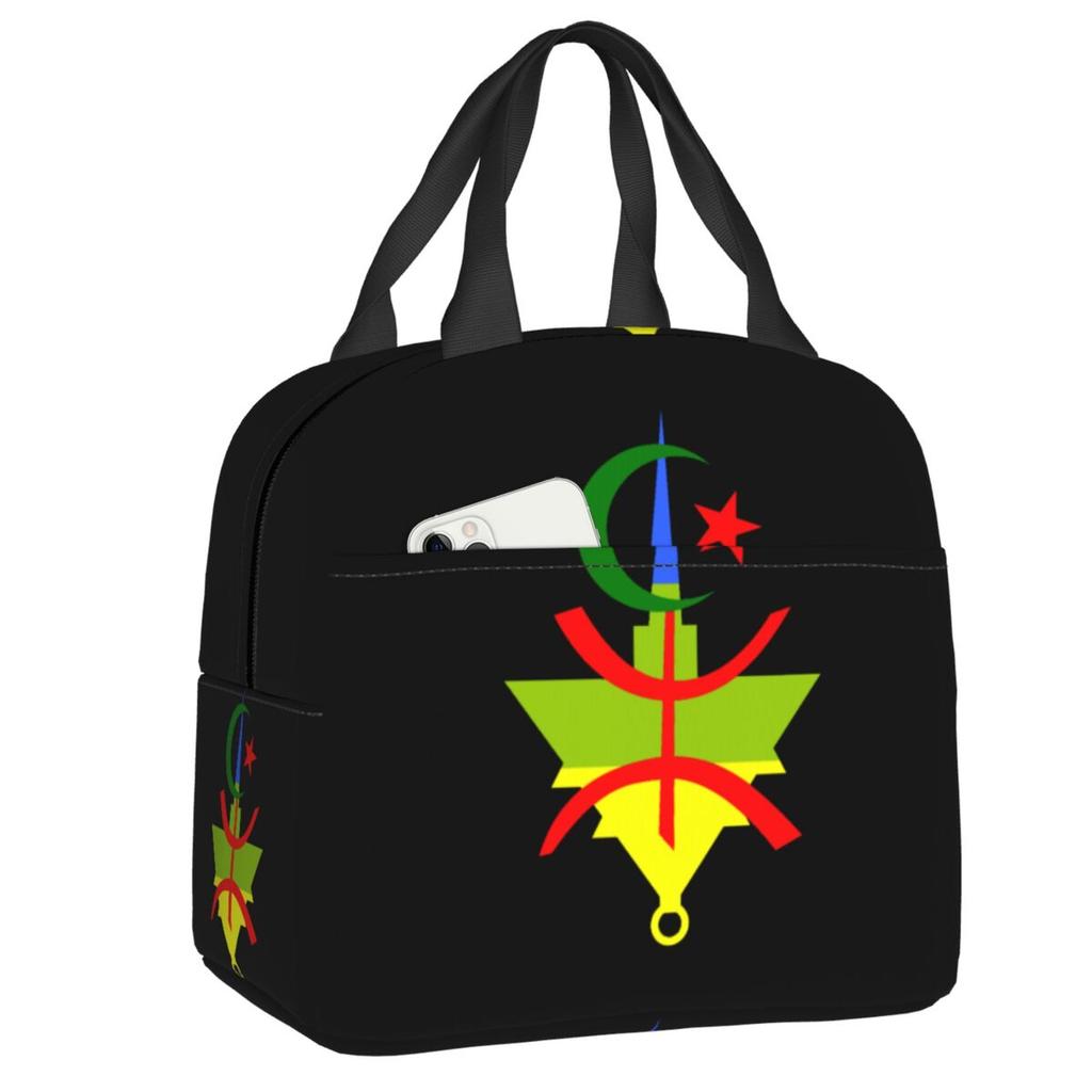 Custom Amazigh Flag Thermal Insulated Lunch Bag Women Berber Pride Tifinagh Resuable Lunch Container for Multifunction Food Box
