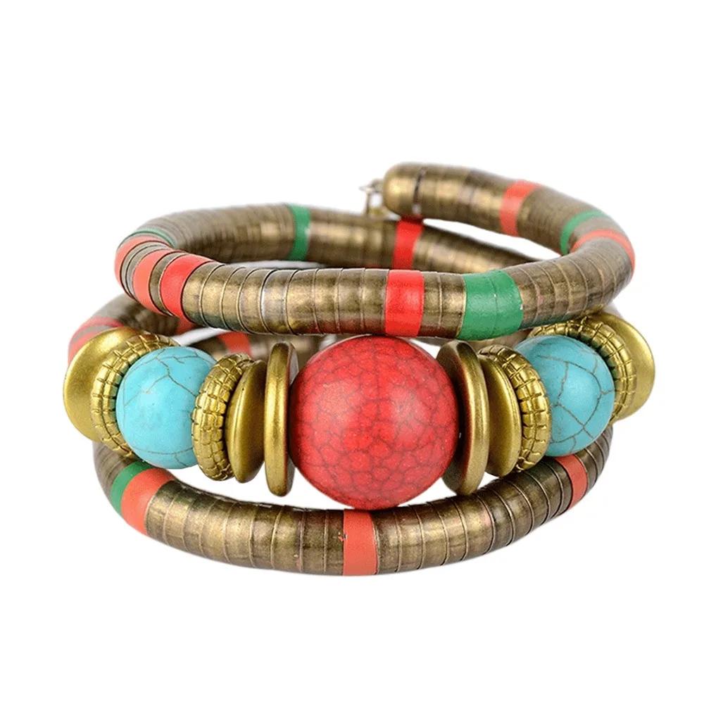New Alloy Snake Bracelet Stacking Gold Color Multi Layer Bracelet Silver Color Punk Three Layer Bangle Jewelry Accessories