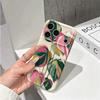 Botanical Colorblock Leaf Art Graphic Design House Plant Film Aesthetic Protective Shockproof Bumper Phone Case Cover For iPhone 14 15 16 Pro Max Plus