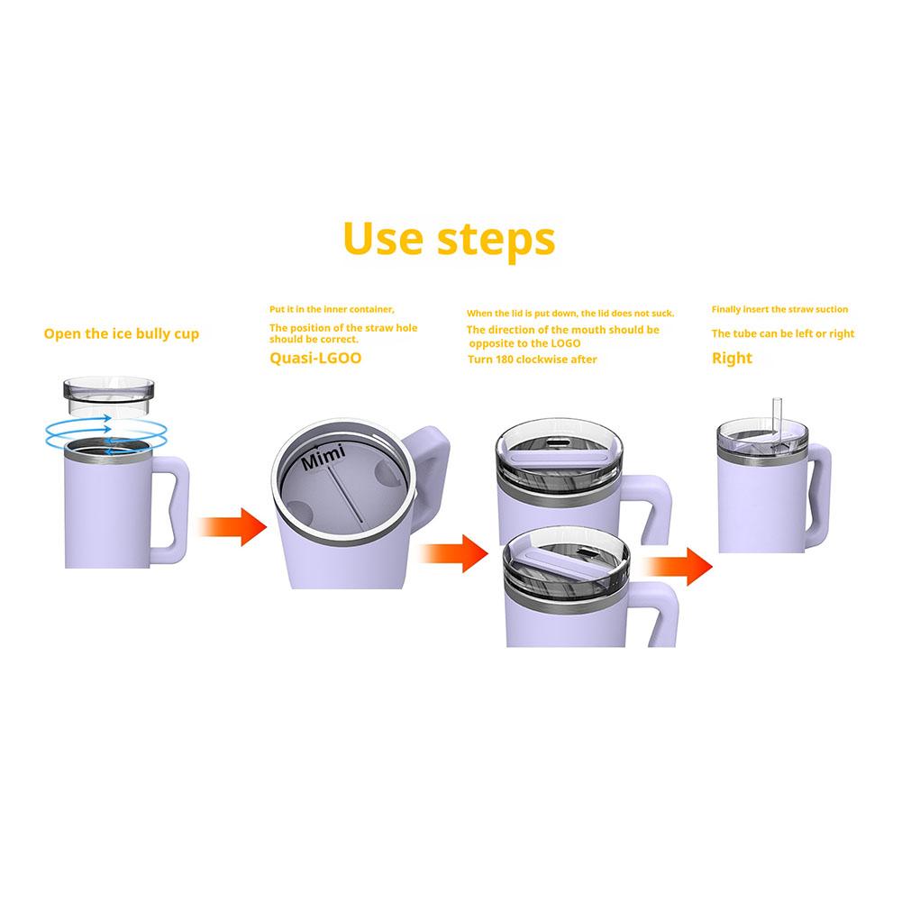 Silicone Double-Layer Thermos Cup 40oz Drink Cup With Lid Can Hold Two Different Flavors Of Drink Inner Section Tray For Stanley