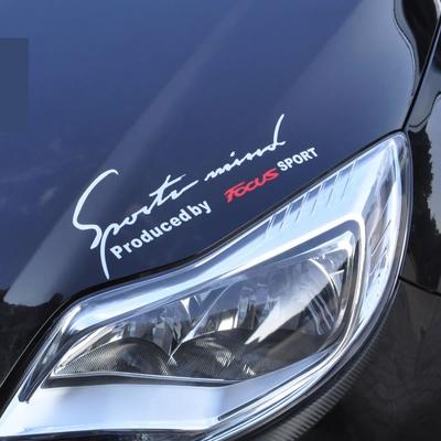 Reflective Sports Mind Produce By Focus Sports Letter Car Headlight Hood Decal Stickers for F.O.R.D Focus 2 3 Etc. (30*10cm)