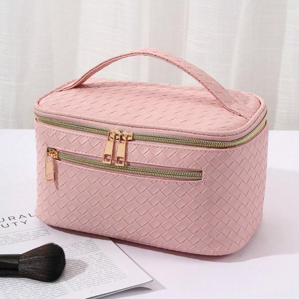 Sac à main cosmétique tissé, sac de rangement portable de grande capacité de haute qualité, trousse de toilette de voyage étanche multifonctionnelle