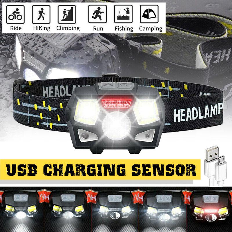 

PDTO COB Светодиодная фара для кемпинга, рыбалки, USB перезаряжаемый налобный фонарь