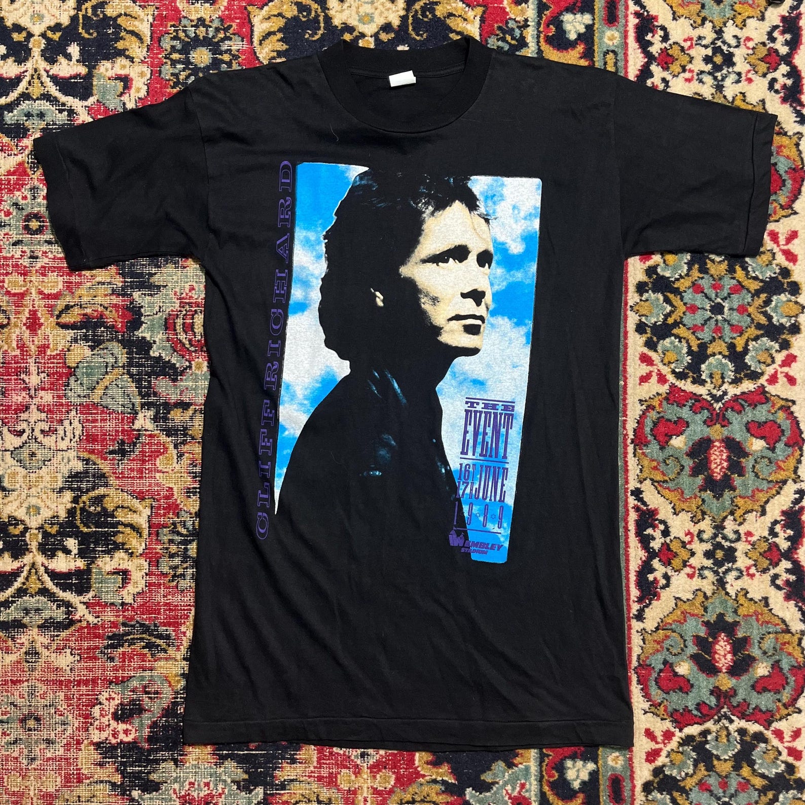 Vintage 1989 Cliff Richard The Event embley Stadium Tour T-Shirt Black Size M XL