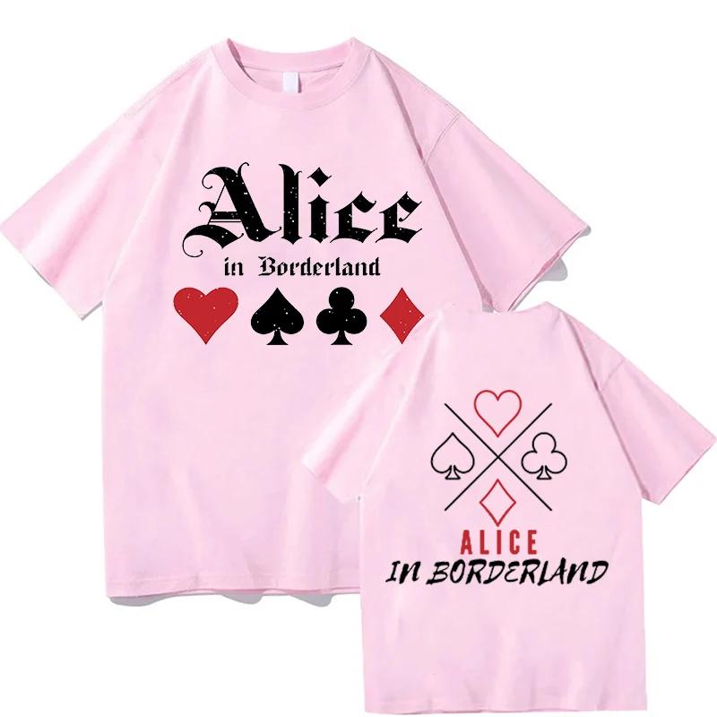 100% Cotton Vintage Alice In Borderlands T-Shirts Summer Letter Unisex Fashion Tour 2026 T Shirts Men/Women Oversize Loose Tees