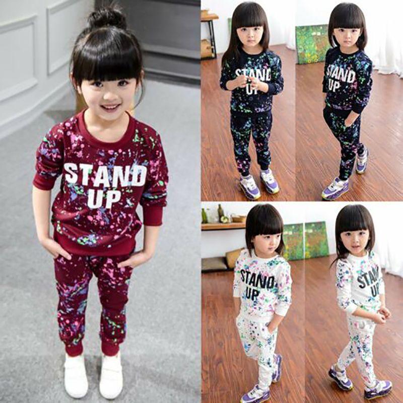 Bequemes Baumwoll-Kleinkind Kinder Baby Mädchen T-Shirt Tops Kleid und lange Hosen Set