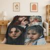Fashion B-Black P-Pink Kpop Star Flannel Blanket Soft Warm Throw Blanket for Bedroom Living Room Bed Travel Camping Picnic Kid